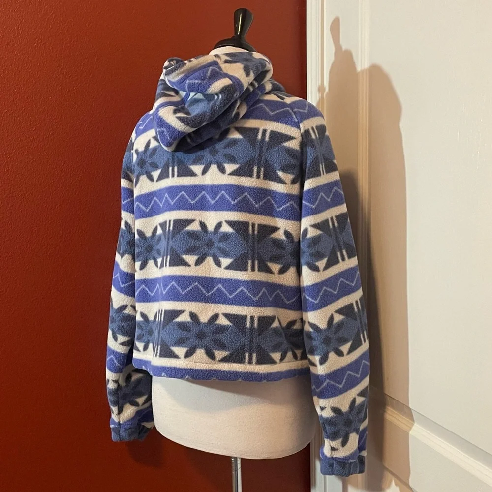 Outdoor Voices Women’s Primo Fleece‎ 1/4 Zip Pullover Blue Southwestern Sweater